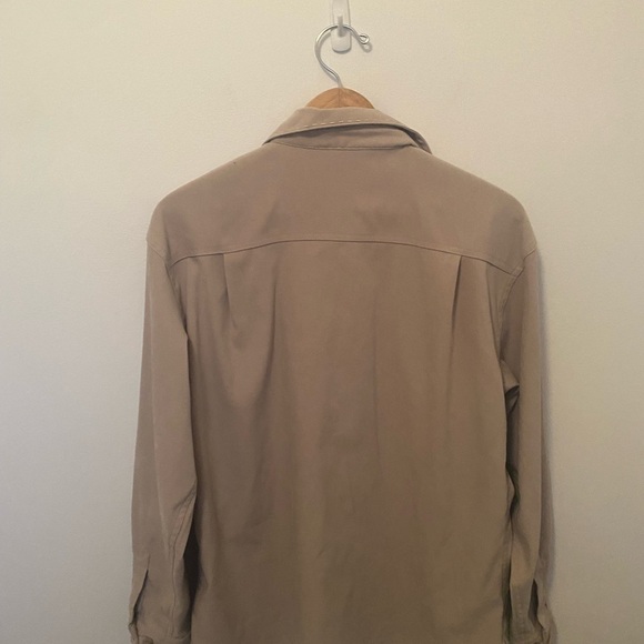 NORTHERN Reflections Top Shacket Button Up Neutral Minimalist Blouse Tan Collar - Picture 7 of 10